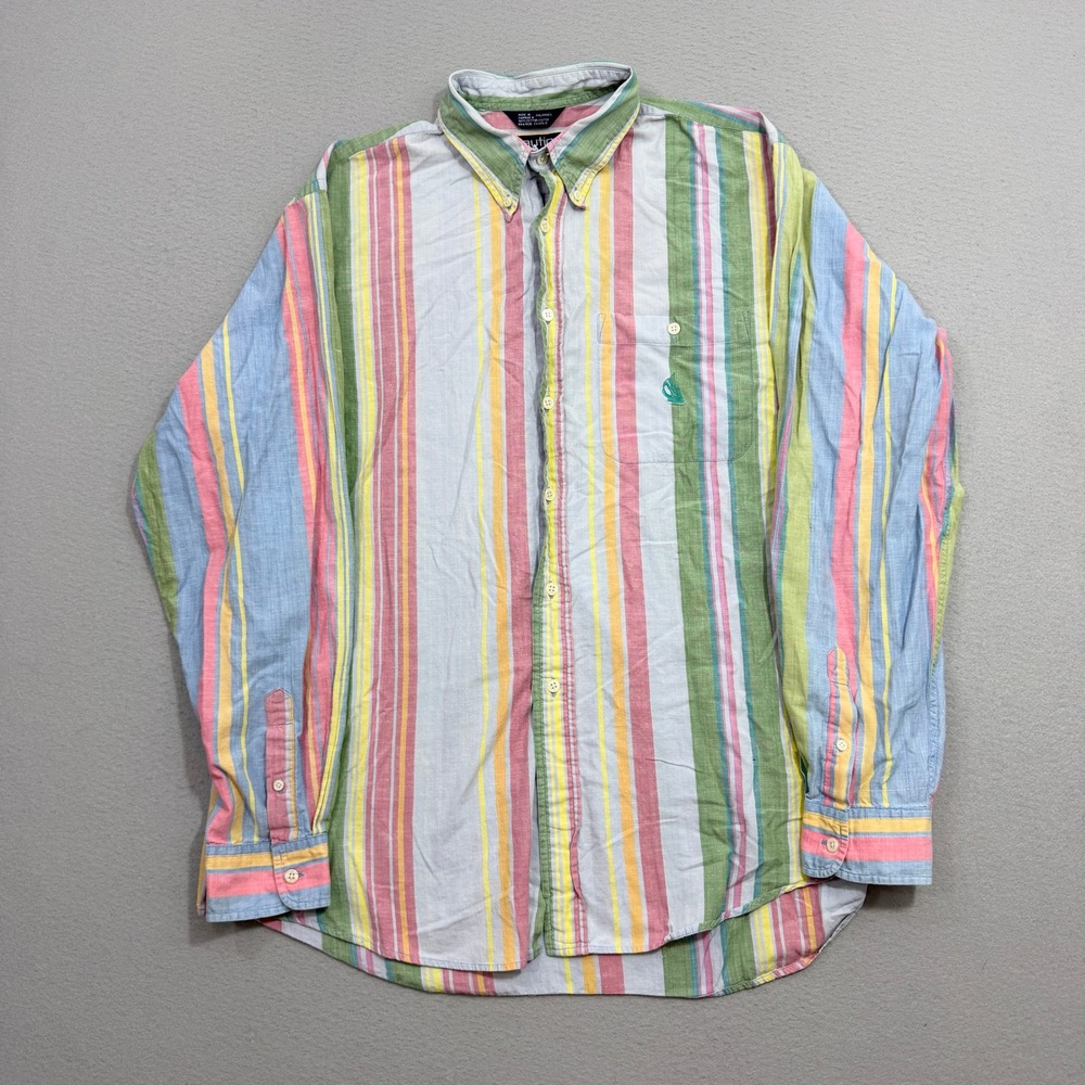 Vintage Nautica Button Down Shirt Men's XL Multicolor Striped Long Sleeve 90s